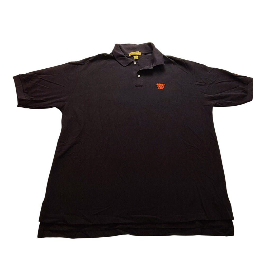 Cross Creek Pro Collection Mens XL Polo Shirt Navy Blue Red Dog Bulldog USA Made